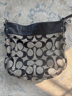 Coach Black and Tan Canvas Shoulder Bag missing strap